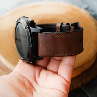 Crazy Horse Cowhide Dark Brown Leather Garmin Watch Band With Quickfit
