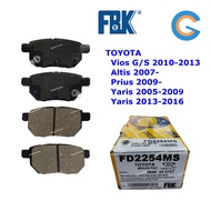 FBK Vios NCP93 G/S, Altis, Yaris Rear Disc Brake Pad ZZE141 ZZE142 ZRE141 ZRE142 ZRE172 NCP150 NCP15