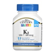 21st Century , K2 MK-7, 110 Vegetarian Capsules, Best by:11/26