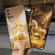 Case for oppo a74 / a94 / a95 / a96 4g with golden horse print CNY of the horse