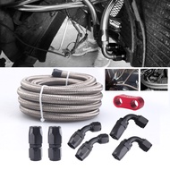 6AN Fuel Line Connector Kit AN6Braided Nylon Stainless Steel Wire Oil Pipe 20FT/6M Oil Pipe Fittings