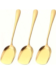 3/5 Pcs Gold Stainless Steel Long Handled Spoons, High-Quality Public Spoons, Restaurant Spoons, Mir