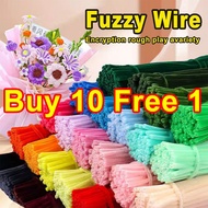 100Pcs Thicken 8MM Fuzzy Wire Set Plush Flower Kit DIY Artificial Flower Handmade Decor Holiday Gift