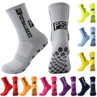 1 Pair Non-Slip FS Football Socks for Men Sports Grip Socks Breathable Multi-color