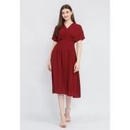 Christmas Dress Midi Dress Satin Short Sleeve Urban Exchange Cecilia Maroon Dress DRS E019 By D 4 Yo