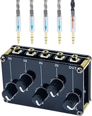 multiple input mix 4 way 1/8" inch in 1 out stereo passive mixer headphone sound audio speaker split