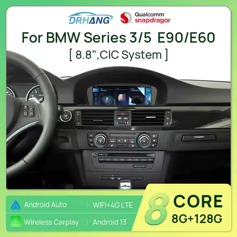 Android 13 8.8 Inch Wireless CarPlay Car Radio Touch Screen 8+128GB For BMW 3/5Series E60 E90 CIC CC