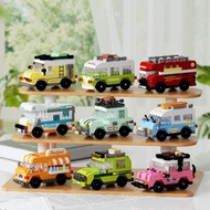 Compatible with Le Building Blocks RV Car Bus Off-Road Vehicle Model Ornaments Children's High Toy 6