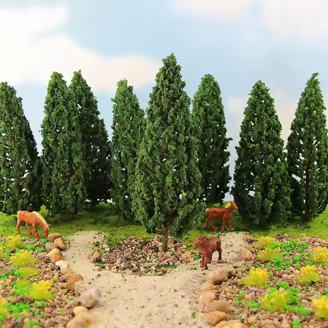 S13045 20pcs 1:50 Model Pine Trees Deep Green For OO O Scale Layout 125mm Railway Scenery