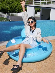1入組透明糖果色充氣浮板靠背和躺椅，適用於游泳池