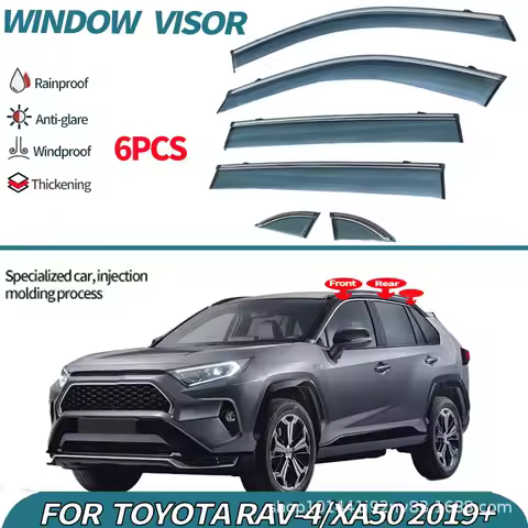 Suitable for 2019-2024 Toyota RAV4 Window visors Rain or Shine PC Six-piece Rain Shield