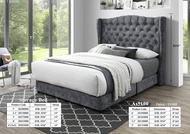 Single / Super Single / Queen / King Velvet Grey Bed Katil Chesterfield