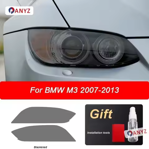 2 Pcs Car Headlight Protective Film Transparent Smoked Black TPU Sticker For BMW M3 E90 E92 E93 2007
