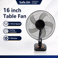 FOOKSUNG Table Fan 12"/16" Inch Table Fan Strong Wind 3 Speed Easy to Carry