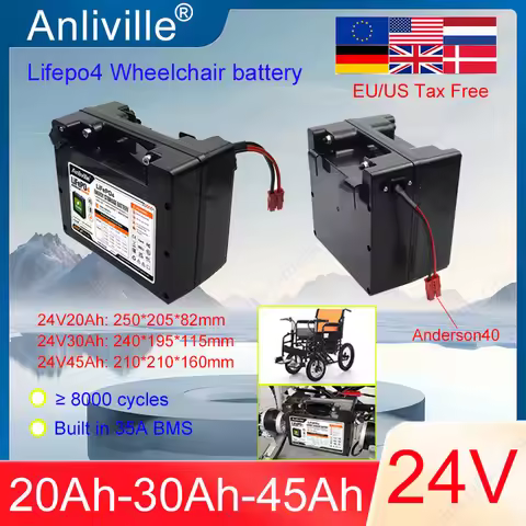 24V 20Ah 30Ah 45Ah Lifepo4 Electric Wheelchair Specific Battery, 8000 Cycles, Suitable for 25.6V Uni