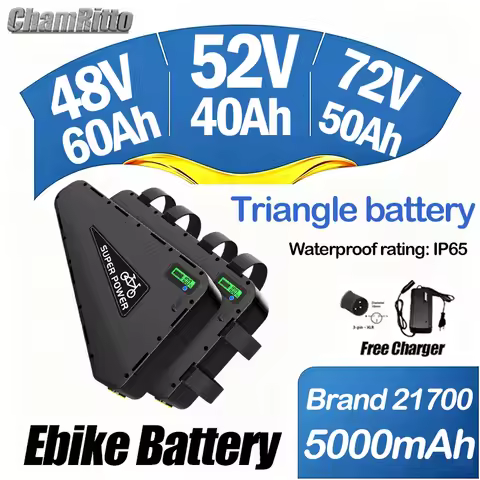48v52v ebike cham rider battery 30 40 50ah 60ah Triangle Electric Bicycle battery 60v 72v 2000w 3000