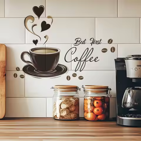 kitchen coffee cup quote wall sticker home decoration self adhesive coffe shop decor wall art decal