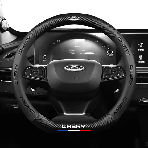 Leather Car Steering Wheel Cover Non-Slip 38cm For Chery Tiggo 7 Pro 20-21 TIGHT 8 Plus 4 5 3 2 T11 