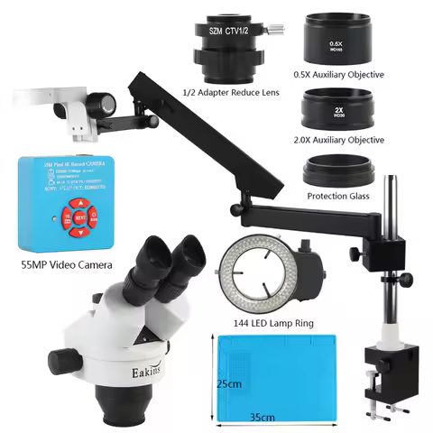 3.5X 7X 45X 90X Parfocal Simul Focal Trinocular Stereo Microscope 55MP 4K 1080P HDMI USB Camera Arti