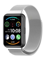 1入組時尚銀色金屬磁力手錶錶帶，與華為手錶智能手環Fit 1/Fit 2手帶手鐲兼容