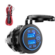 12V USB Outlet , Quick Charge 3.0 Dual USB Charger Socket Outlet 36W 12V/24V Motorcycle USB Car with