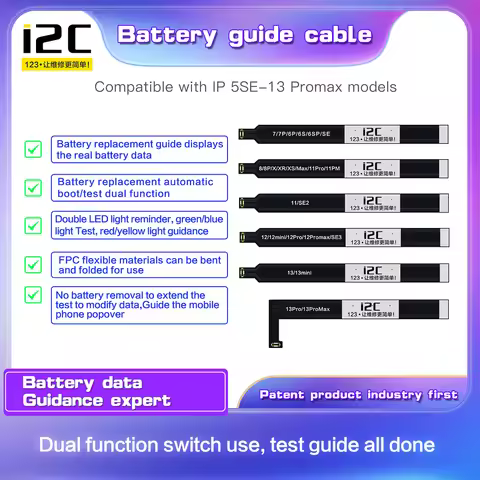 i2C Battery Flex Cable Health Data Guide Booting Edit for IPhone 5SE 6 7 8 X 11 12 13 Pro Max Repair