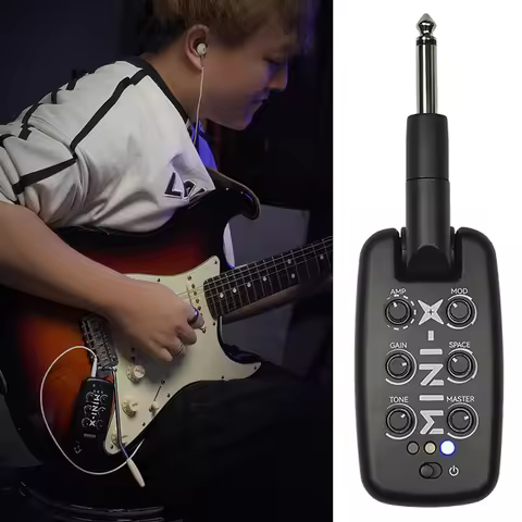 M-VAVE Headphone Amplifier MINI-X Portable Guitar Amp Plug Rechargeable Plug-In Amp Built-in 9 Diffe