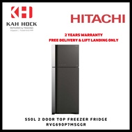 HITACHI 550L 2 DOOR FRIDGE RVG690P7MSGGR [GLASS GRAY] - 2 YEARS WARRANTY