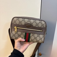 Gucci Ophidia 老花綠紅織帶胸口包