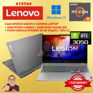 #1576 USED LENOVO IDEAPAD GAMINIG LAPTOP RYZEN 5-6600H 16G 512SSD RTX3050 RTX 3050 4G 1YEAR WARRANTY
