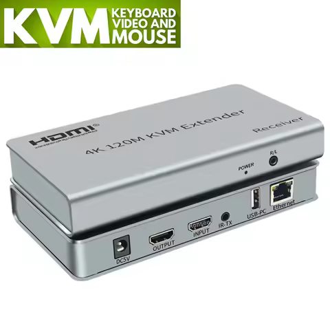 4K 30Hz HDMI KVM Extender 120M over RJ45 Cat5e/6 Cable HDMI KVM USB Ethernet Video Extender with Loo
