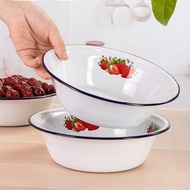 Thick Thickened Deep Enamel Enamel Bowl Old-fashioned White Soup Pot Household Enamel Vegetable Pot Rice Bowl Deep-Shaped Pot En