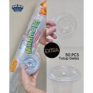22 oz MAHKOTA Plastic Cups 50 Pcs 8 Grams + Lid | Iced Tea Drink Cup 22oz