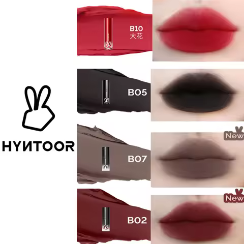 Hyntoor Matte Lip Mud Nude Goth Soft Mist Velvet Punk Smoky Black Grey High Colors Lipstick Lasting
