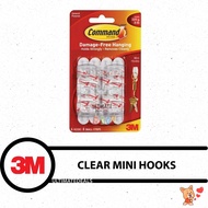 3M Command™ 17006 Clear Mini Hooks With White Strips - 6 Hooks 8 Small White Strips/Pack