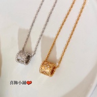 Spike New Style 925 Sterling Silver Kaleidoscope Four-Leaf Clover Necklace Women Short ANF5