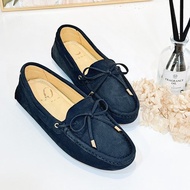 牛皮豆豆鞋-深藍