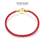 YOUNIQ 16cm / 18cm Leather Charm Bracelet with Youniq Box - Gold & Red