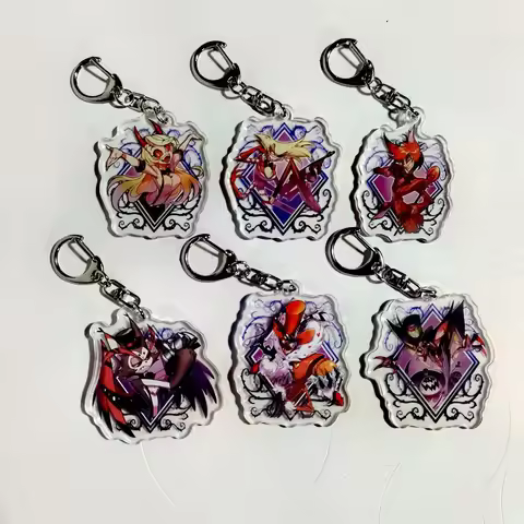1PC Hazbin Hotels Bag Acrylic Pendants Accessories Anime Fashion Jewelry Keychain Cartoon Cute Keyri