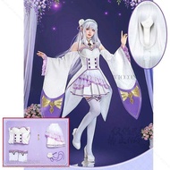 Re Aaaaa Anime Zero Kara Himeru Isekai Seikatsu Emilia Cosplay Costumes Women Dress With Headdress