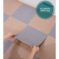 Self-adhesive Carpet Tiles Washable Puzzle Floor Mat Tiles Permaidani Karpet 自粘免胶地毯