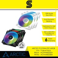 ARCTIC P12 PWM PST A-RGB Semi-passive 120 mm Case Fan with digital A-RGB - 3 in 1 Value Pack - Black