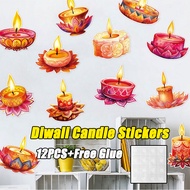 【12pcs】Indian Diwali Party Decoration Wall Stickers Indian Festival Diwali Party Decoration Window S