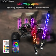LOOKSHOW 30cm/1ft Motorcycle Remote Control LED Whip Lights Colorful Flagpole Antenna Whips for UTV 