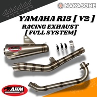 YAMAHA R15 V2 AHM RACING EXHAUST FULL SYSTEM GP3 WITH SILENCER AHM RACING EKZOS FULL SYSTEM GP3 #REA