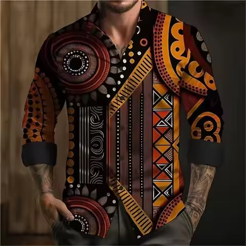 Fashion European And American Men's Shirts, Leisure And Leisure, Retro Luxury Streetwear, Home Offic