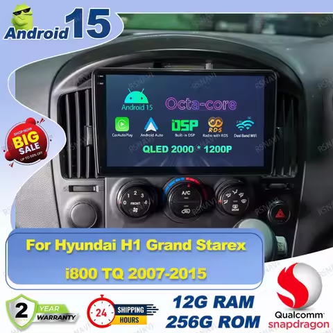 Android 15 Car Radio For Hyundai H1 Grand Starex I800 TQ 2007-2015 Golf Mk6 H4 Led H7 Mercedes W211 
