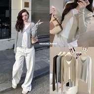 (QC PRODUCTS TYPE 1) 2-layer long-sleeved sweater with a cardigan over a button