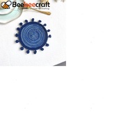 1set Macrame Cup Mats Handmade Coaster Round Dark Blue 130mm 2pcs/set