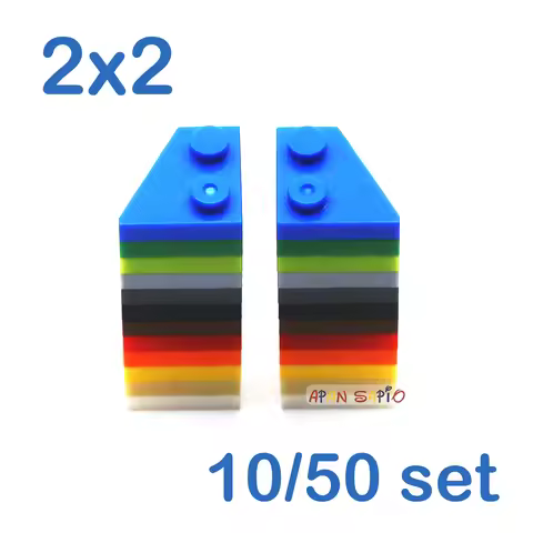 10/50set DIY Building Blocks Bricks Wedge 2x2 Dots Figures Educational Creative Size Compatible With